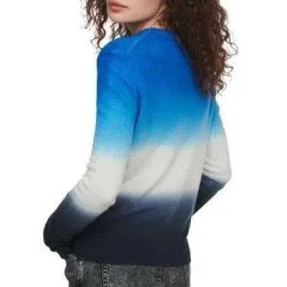 Maje Jumper Sweater in Gradient Blue crew neck logo Paris women's Size 3/ Medium - Picture 2 of 11